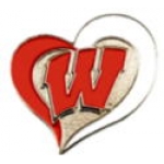 U WISCONSIN BADGERS PIN SWIRL HEART PIN UNIVERSITY OF WISCONSIN PIN