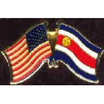 COSTA RICA FLAG AND USA CROSSED FLAG PIN FRIENDSHIP FLAG PINS