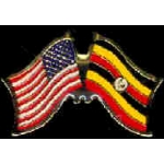 UGANDA FLAG AND USA CROSSED FLAG PIN FRIENDSHIP FLAG PINS