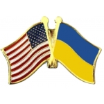 UKRAINE FLAG AND USA CROSSED FLAG PIN FRIENDSHIP FLAG PINS