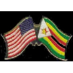 ZIMBABWE FLAG AND USA CROSSED FLAG PIN FRIENDSHIP FLAG PINS