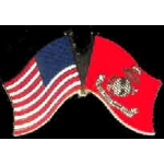 USMC MARINE CORPS AND US FLAG COMBO WITH SCRIPT PIN