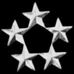 GENERAL 5 STAR SILVER COLLAR CLUSTER PIN