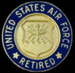 US AIR FORCE PIN RETIRED BLUE GOLD RD PIN