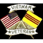 VIETNAM CROSSED VETERAN FLAGS PIN