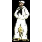 USN NAVY SAILOR IN DRESS WHITES LAPEL HAT PIN