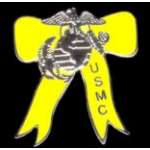 USMC MARINE CORPS YELLOW RIBBON SILVER PIN