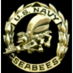 USN NAVY SEABEES PIN GOLD CUTOUT LARGE OVERSIZE PIN